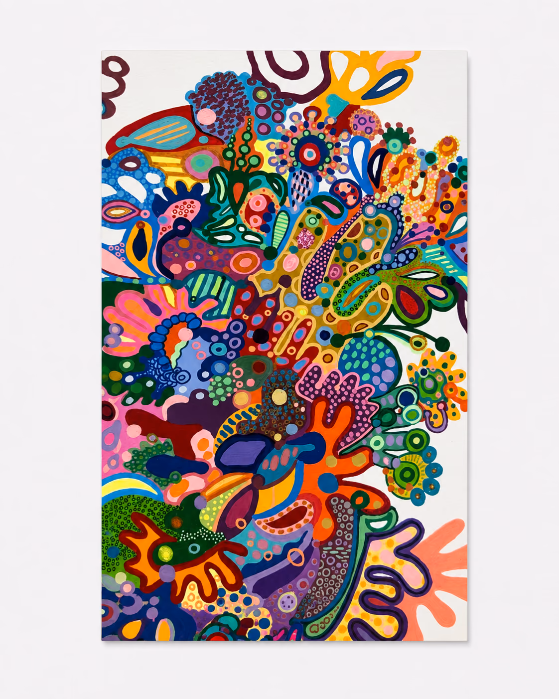 Corales by Victoria Zeder: coral and teal biomorphic forms on canvas, reef sub-series