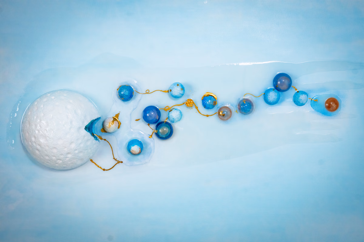 Origin / Release I: blue field detail with spheres